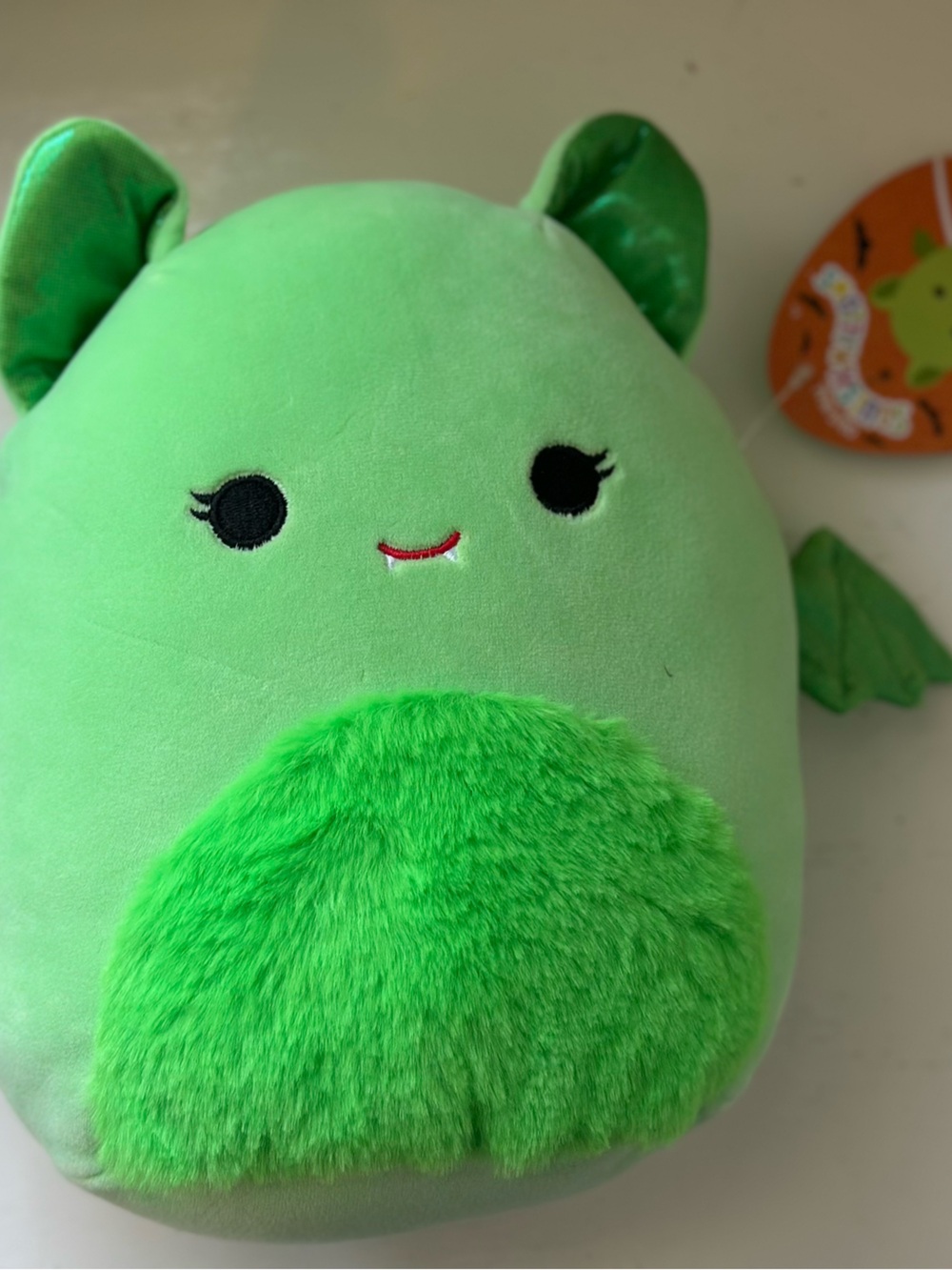 Squishmallows 8” Green Plush Bat “Apple” with Bright Green Belly